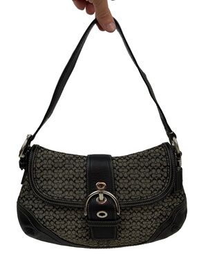 Coach F10926 Vintage Soho Black Leather  & Signature C Canvas Shoulder/Tote Bag